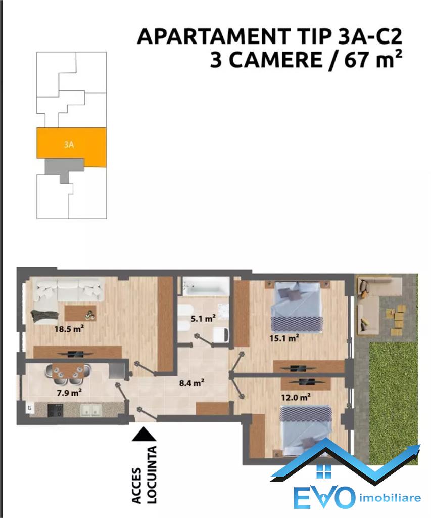 Apartament nou  3 camere, decomandat, cu gradina, Fara comision