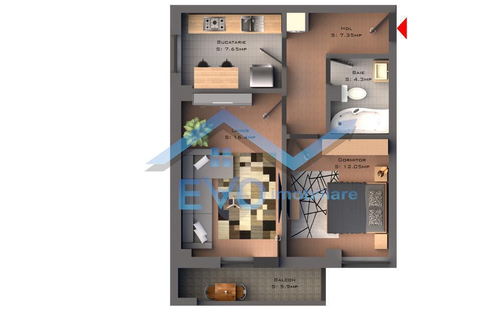 Apartament 2 camere, decomandat, finalizat 2021,comision 0, et 3/4 cu lift