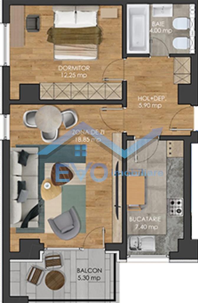 Apartament 2 camere, 53 mp, Pacurari