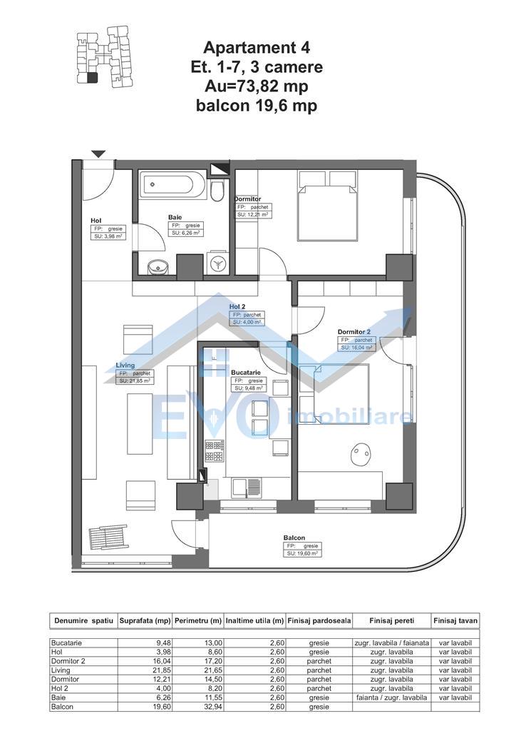 Apartament 3 camere, decomandat, 93.42 mp, 0 comision, Tatarasi