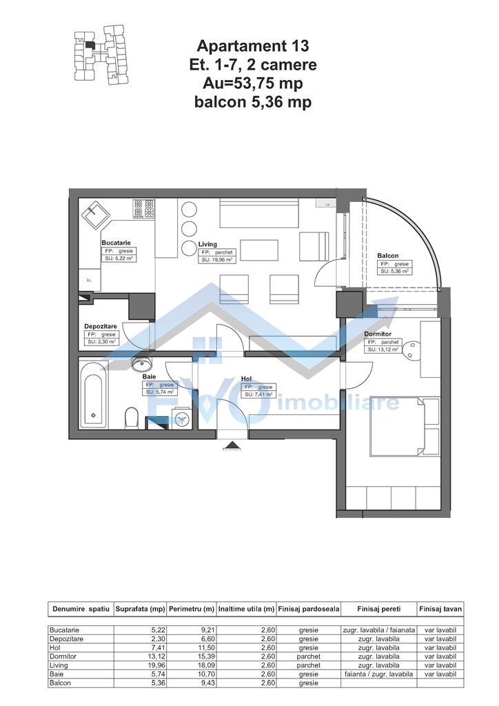 Apartament nou cu 2 camere, 59.11 mp, 0 comision, Tatarasi