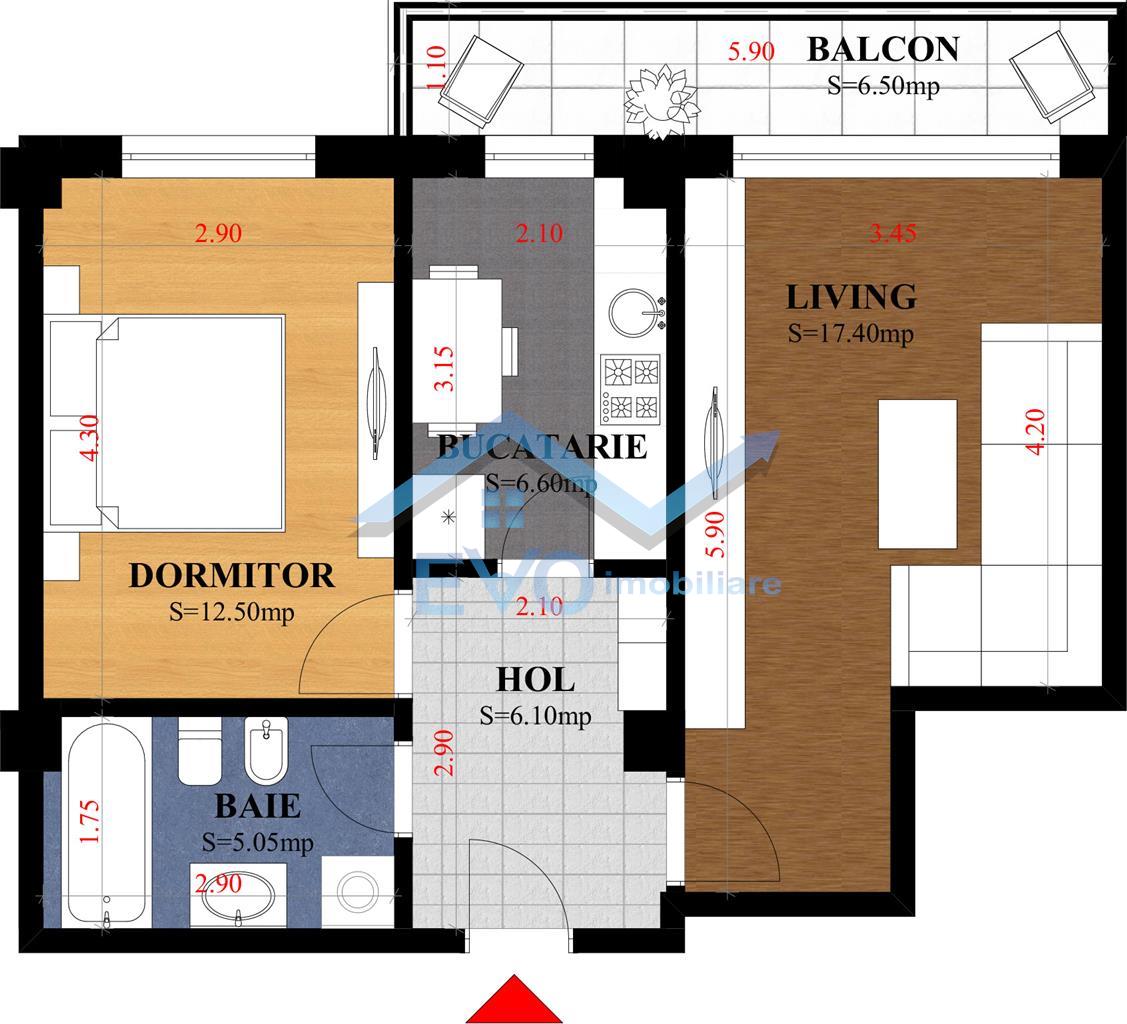 Apartament 2 camere, 54 m2, Galata, Comision 0, loc de parcare inclus