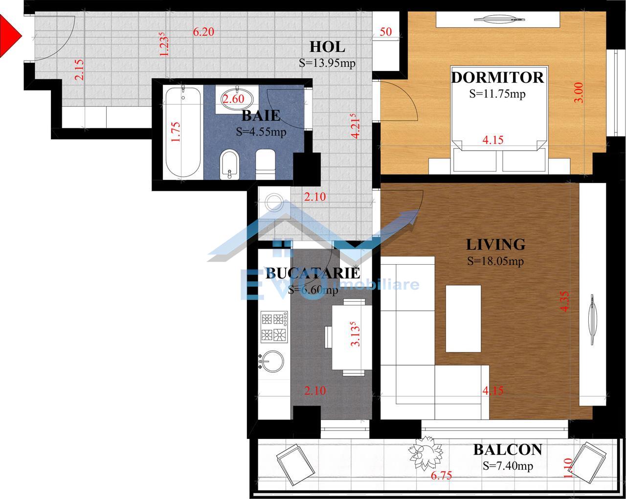 Apartament 2 camere, 62 m2, Galata, Comision 0, loc de parcare inclus