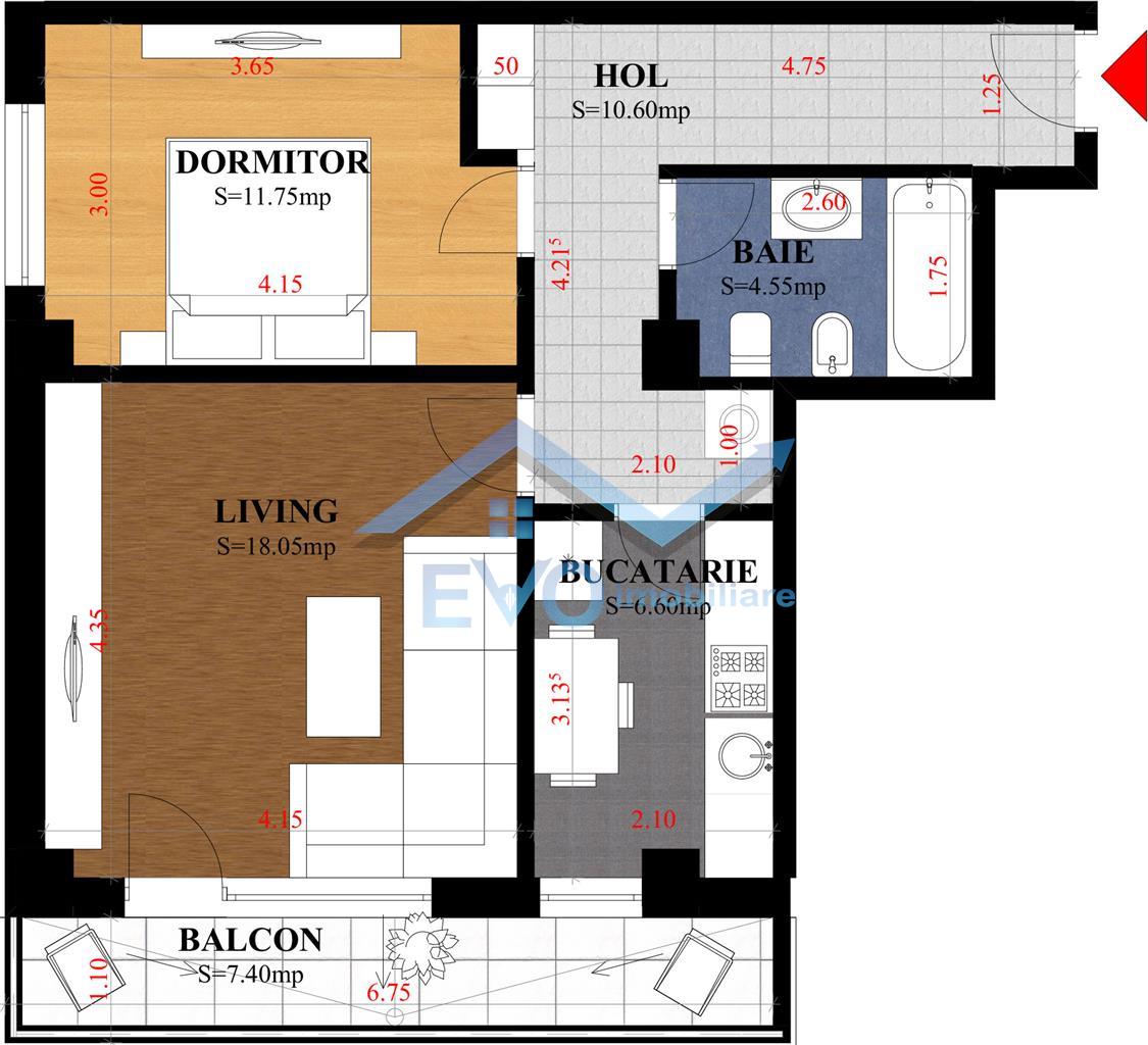 Apartament 2 camere, 59 m2, Galata, Comision 0, loc de parcare inclus