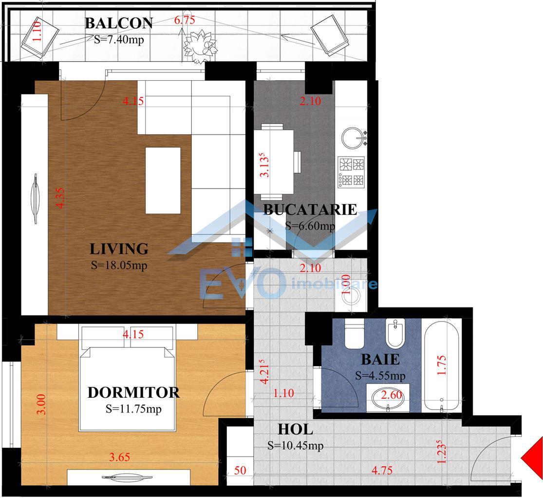 Apartament 2 camere, 59 m2, Galata, Comision 0, loc de parcare inclus