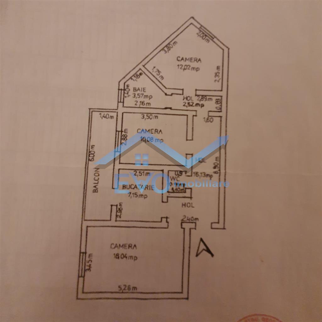 Apartament 3 camere, 78 mp. decomandat, zona Nicolina