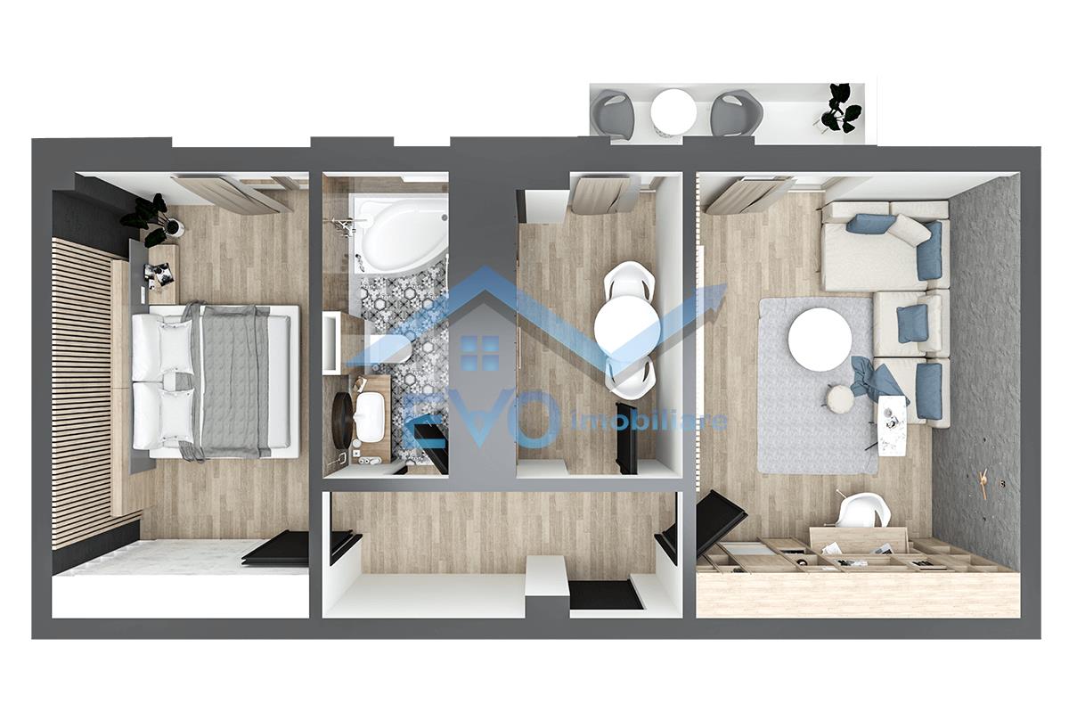 Vanzare apartament 2 camere in Pacurari, 60 mp, decomandat,  0 Comision