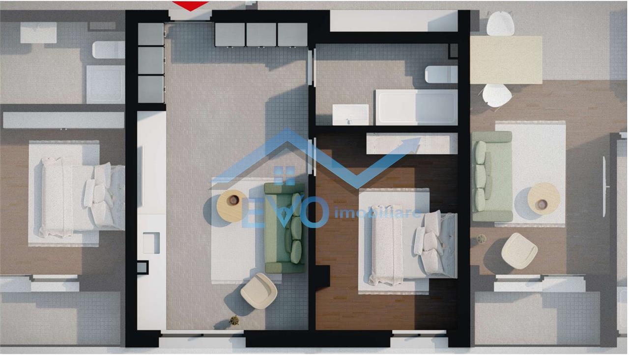Apartament 2 camere, 41 mp, Valea Adanca, Finalizare August 2022