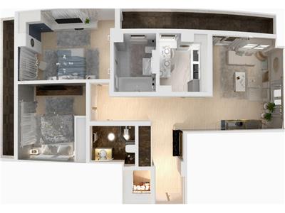 Apartament 3 camere, decomandat, 104 mp, etaj intermediar, bloc cu lift, in Frumoasa