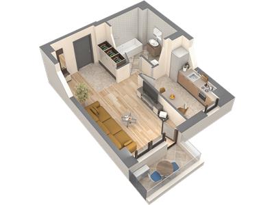 Apartament 1camera, 0 comision, etaj 2 cu lift, bloc nou in Nicolina