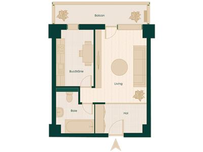 Apartament nou cu o camera, etaj 11, TIP 11C,Podu Ros, 0 comision