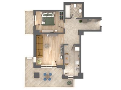 Apartament  2 camere cu terasa in Nicolina, etaj 3, tip 3E, 0% comision