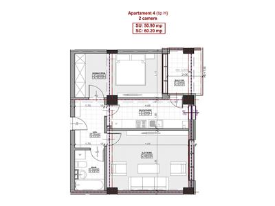 Apartament 2 camere, bloc nou, tip 2A